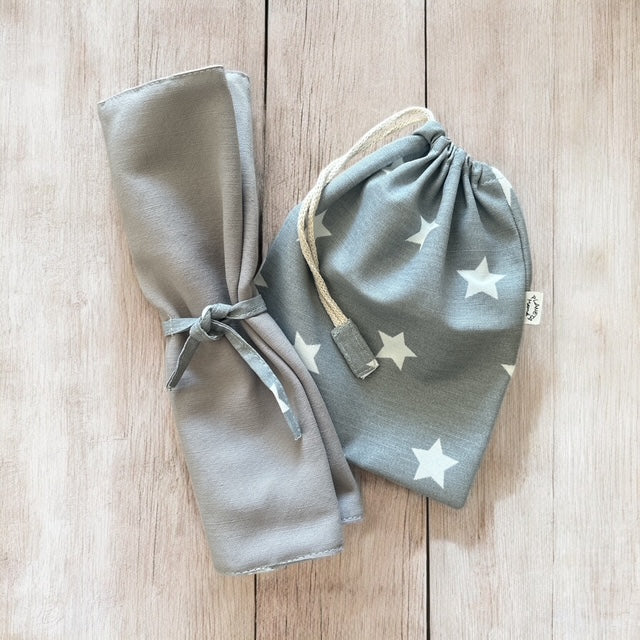 Individual Estrellas Gris con Bolsita de Colación de Regalo