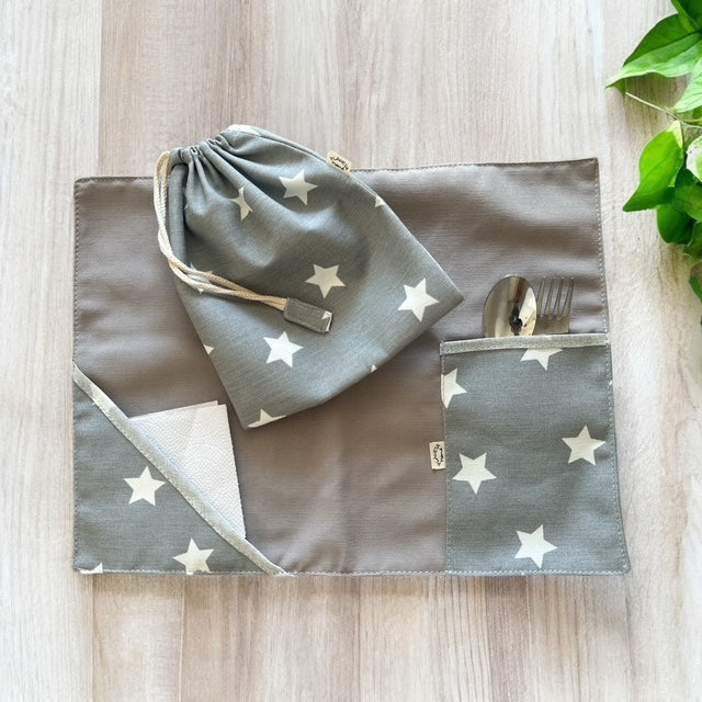 Individual Estrellas Gris con Bolsita de Colación de Regalo