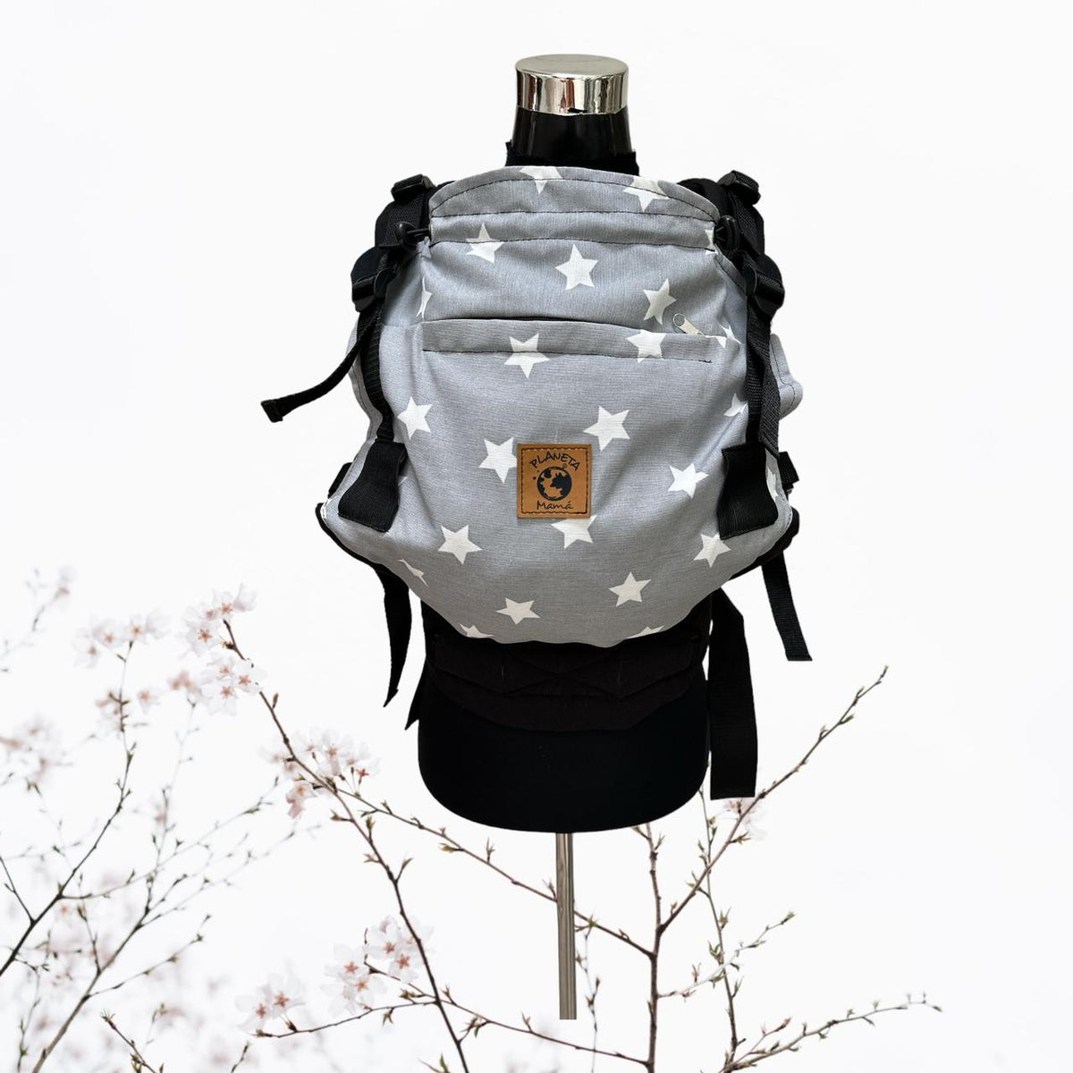 Porta Bebé Evolutivo Gris Estrellas