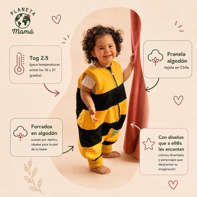 Saquito de Dormir Abeja TOG 2,5 + Pantuflas Antideslizantes GRATIS