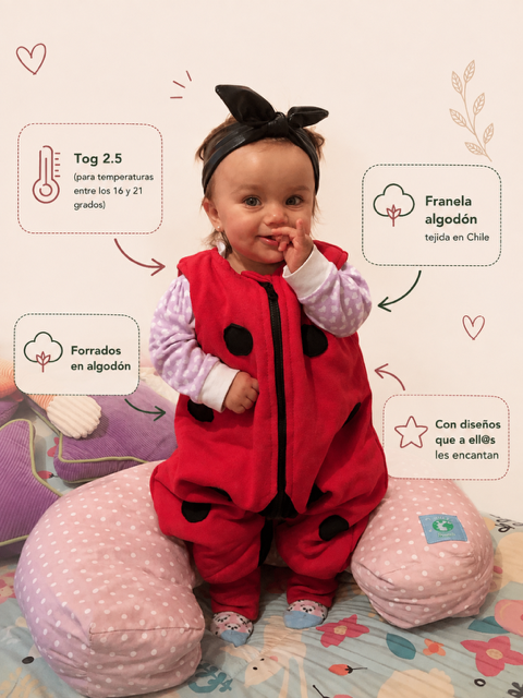 Saquito de Dormir Chinita TOG 2,5 + Pantuflas Antideslizantes GRATIS