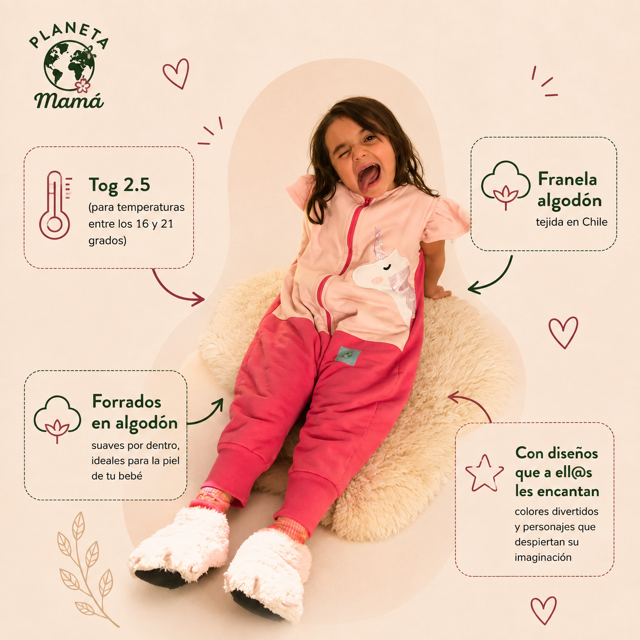 Saquito de Dormir Unicornio TOG 2,5 + Pantuflas Antideslizantes GRATIS