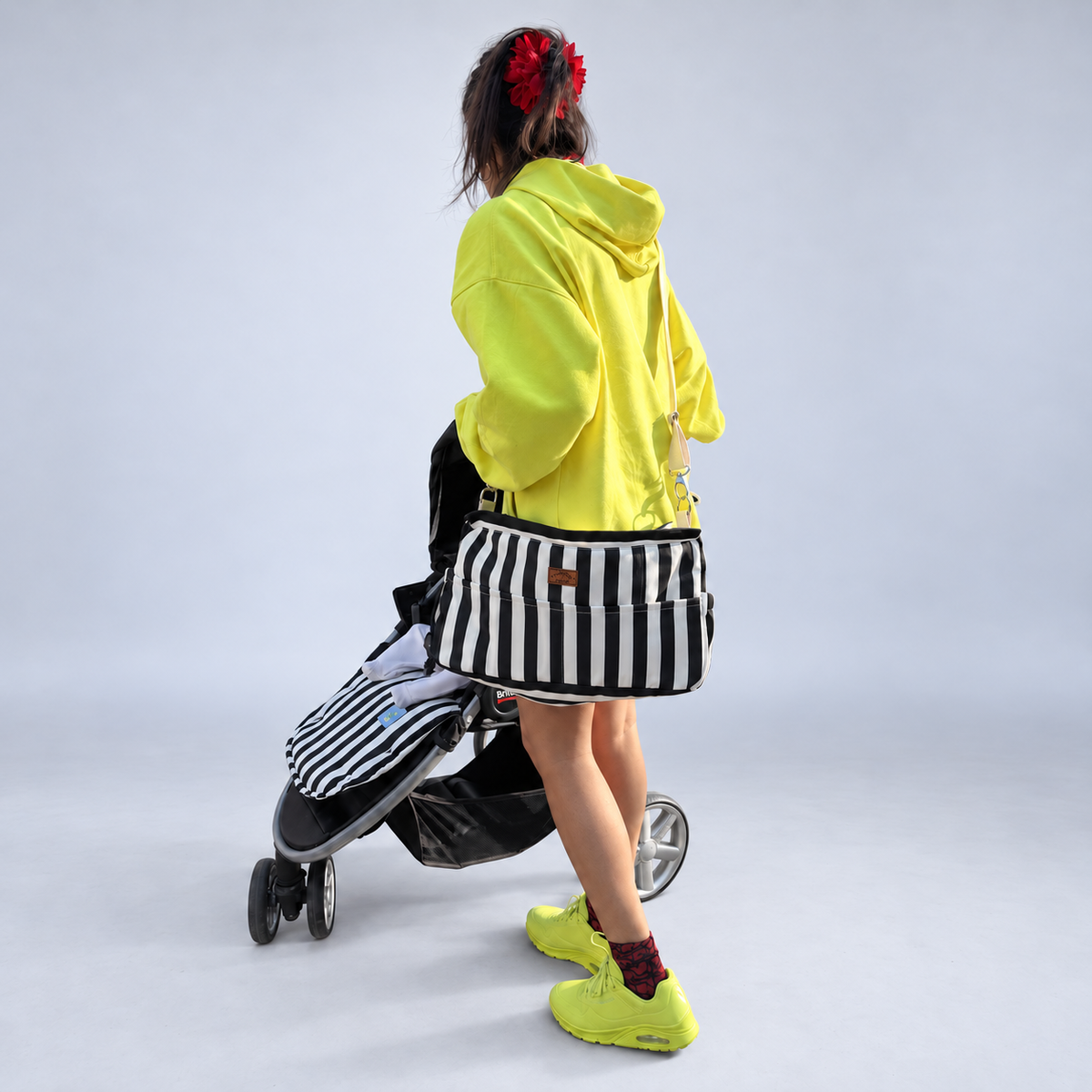 Bolso Maternal de Coche Listado Black And White