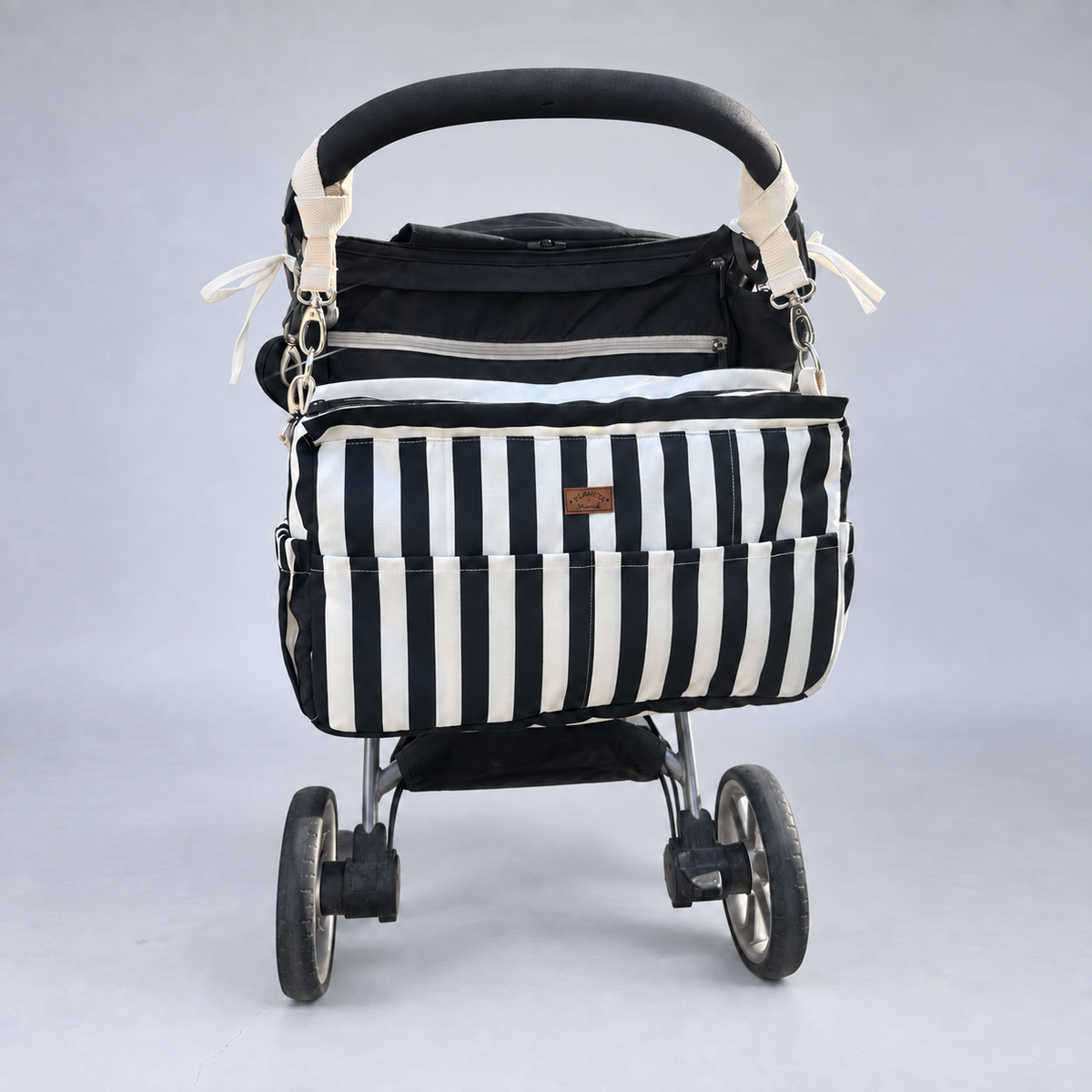 Bolso Maternal de Coche Listado Black And White