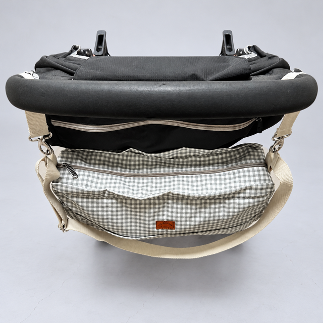 Bolso Maternal de Coche Cuadrillé Gris