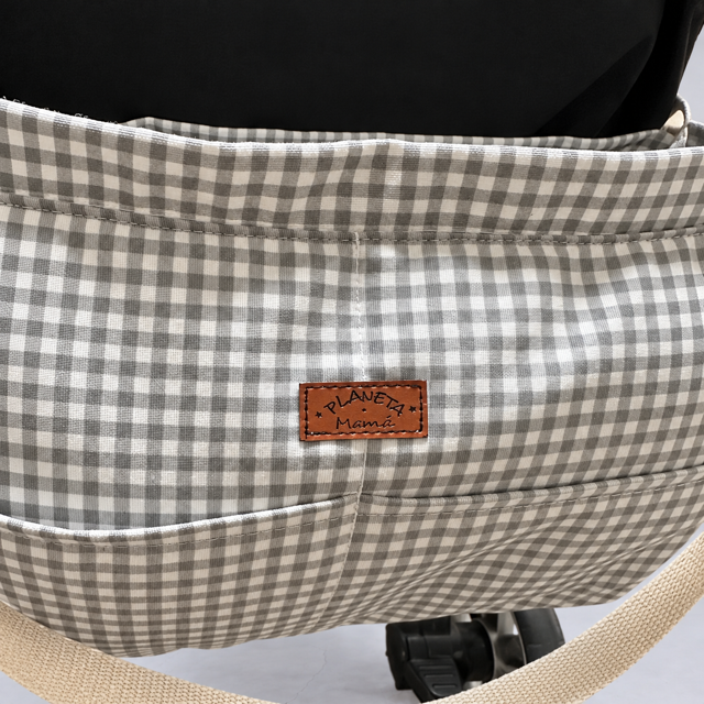 Bolso Maternal de Coche Cuadrillé Gris