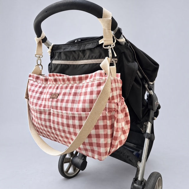 Bolso Maternal de Coche Cuadrillé Palo Rosa