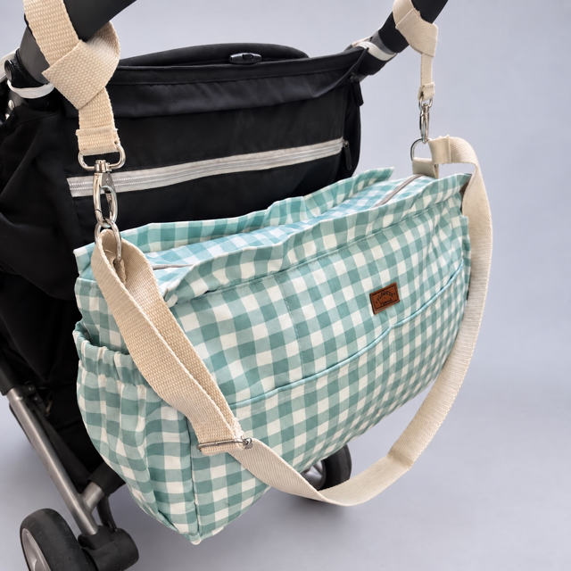 Bolso Maternal de Coche Cuadrillé Menta