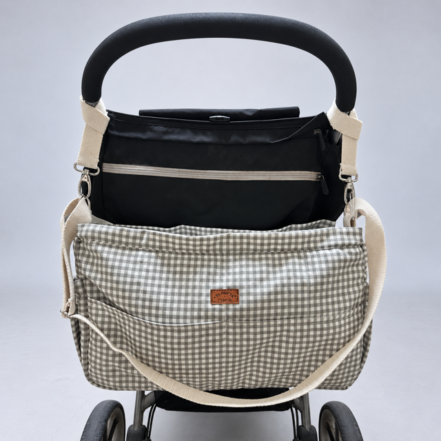 Bolso Maternal de Coche Cuadrillé Gris