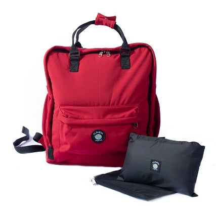 Mochila Urban Maternal Rojo Italiano  + Estuche + Mudador acolchado impermeable GRATIS