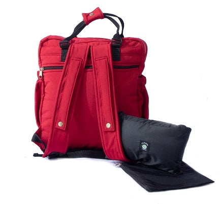 Mochila Urban Maternal Rojo Italiano  + Estuche + Mudador acolchado impermeable GRATIS