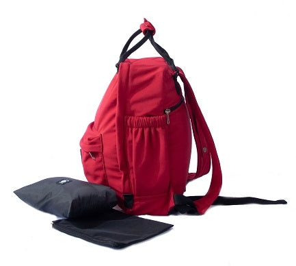 Mochila Urban Maternal Rojo Italiano  + Estuche + Mudador acolchado impermeable GRATIS