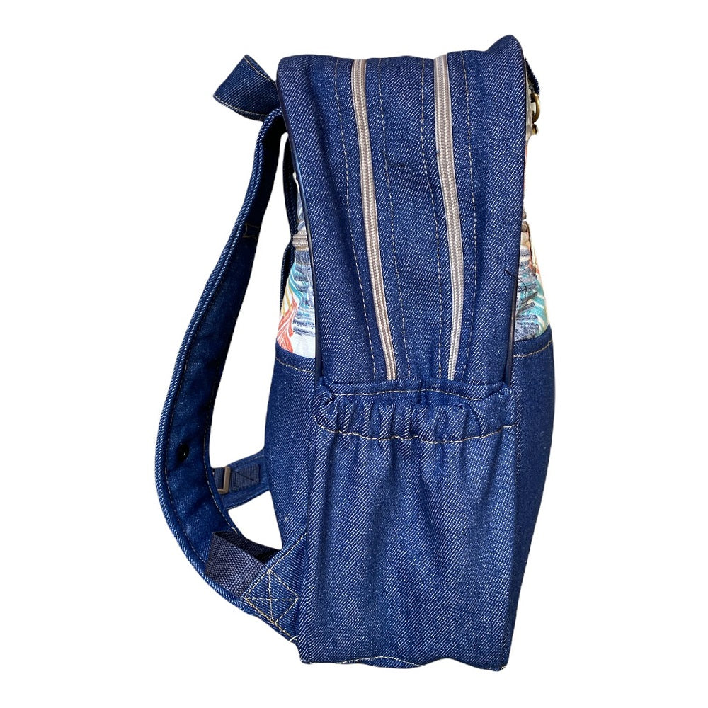 Mochila Maternal Vintage Mezclilla  + Estuche + Mudador acolchado impermeable GRATIS