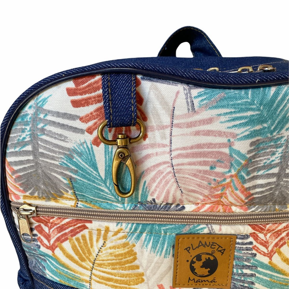 Mochila Maternal Vintage Mezclilla  + Estuche + Mudador acolchado impermeable GRATIS