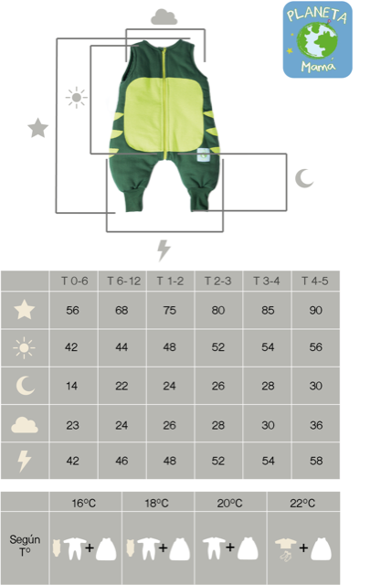 Saquito de Dormir Dino TOG 2,5 + Pantuflas Antideslizantes GRATIS